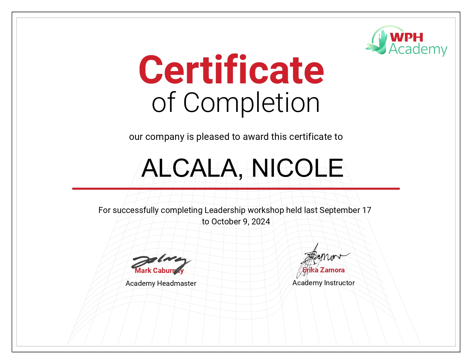 Leadership Training Certification, WPH Digital Ptd Ltd, 2023